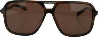 Dolce & Gabbana Bruine Modieuze Zonnebril - Heren - Zonnebrillen - Bruin - 58 CM - Accessoires
