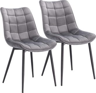Woltu Pack De 2 Sillas De Comedor Asiento De Terciopelo Silla Dise&ntilde;o Ergonomica Silla Tapizada Estructura Met&aacute;lica Sill&oacute;n Con Respaldo Silla De Cocina Gris 