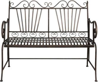Biscottini International Outdoor iron bench 113x58x94 cm Garden sofa Bronzed bench Metal bench 2 seater entrance chair Indoor sofa Cast iron bench