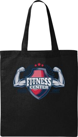 Generic Fitness Center Shield Arm Flex Natural Ecological Cotton Tote Bag Black