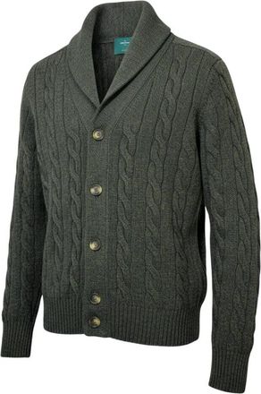 Gran Sasso Shetland Cardigan met sjaalkraag - Heren - Vesten - Groen - XL - Wol - Truien & Vesten