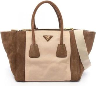 Prada Pre-owned Tote Bags, female, Beige, Size: ONE SIZE Pre-owned Vintage Canvas Tote Bag
