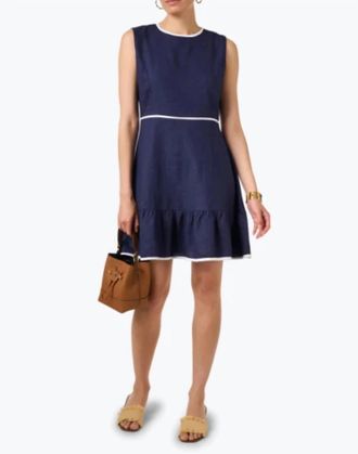 Sail to Sable Ruffle Hem Dress In Navy