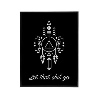 Artery8 Funny Bathroom Decor Let That Sh*t Go Framed Canvas Wall Art Print in Black | Size: W24 x H32