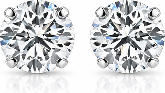 Pompeii3 1/5 Ct Small Diamond Studs 14k White Gold Lab Grown Earrings Size: Small