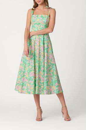 Shoshanna Bayberry Floral Majorelle Dress in Bright Mint at Nordstrom, Size 14