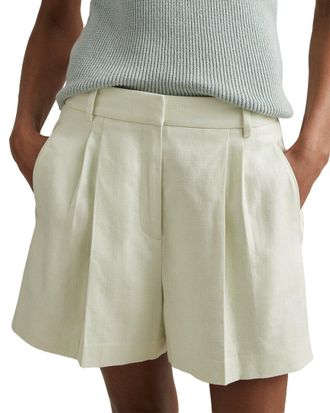 Reiss Dianna Linen-Blend Pleated Short