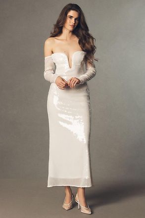 Bardot Emmeline Off-Shoulder Sequin Midi Dress