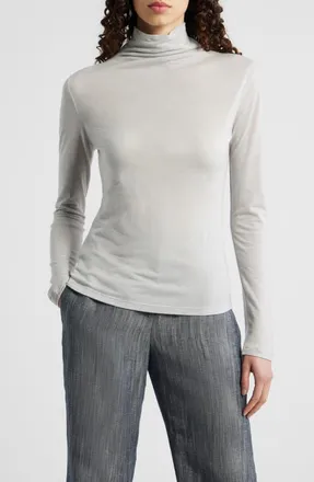 BOSS Elavu Turtleneck Top in Silver Grey Melange at Nordstrom, Size X-Large
