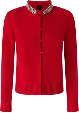 Pinko Colonia Cardigan Blend Wool - Dames - Vesten - Rood - S - Wol - Truien & Vesten