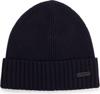 BOSS Beanie hat in virgin wool with logo plaque