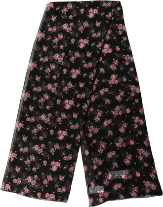 Dolce & Gabbana Black Silk Floral Chiffon Long Stole Womens Scarf
