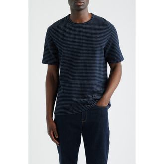 Frame Denim Jacquard Stripe T-Shirt in Navy/Cream Stripe at Nordstrom, Size Xx-Large