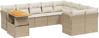 vidaXL Juego De Sof&aacute;s Jard&iacute;n Con Cojines Beige 10 Pzas Rat&aacute;n Sint&eacute;tico Vidaxl