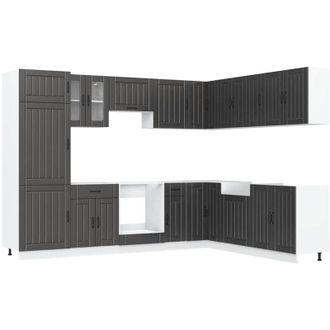 vidaXL Vidaxl - Mueble De Cocina Lucca Negra 14 Piezas Madera Contrachapada