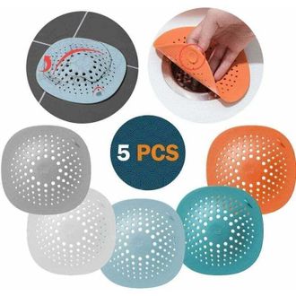 OEM Filtro Para Cabello De Ducha - Protectores De Desag&uuml;e De Silicona Con Ventosa, Para Ducha, Lavabo Y Ba&ntilde;era - 5 Piezas - Crezuo