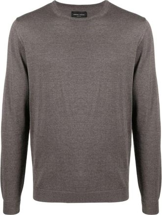Roberto Collina Stijlvolle Pullover met Ronde Hals - Heren - Ronde hals truien - Grijs - 2XL - Truien & Vesten