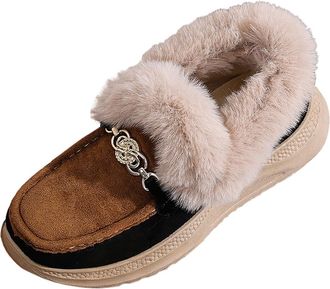 Generic Womens Winter Shoes Snow Boots Orthopedic Arch Support Thermal Non Slip Comfortable Trendy Slip On Fur Lined Ankle Boots Warm Cozy Suede Slipper With 