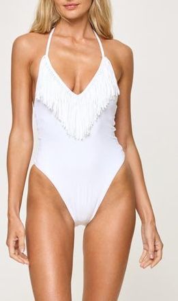 L*Space Deert Days Fringe One-Piece Swimsuit in White at Nordstrom Rack, Size X-Small