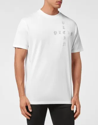Philipp Plein T-Shirt Round Neck Gothic Plein Men in White/crystal at Nordstrom, Size Xxx-Large