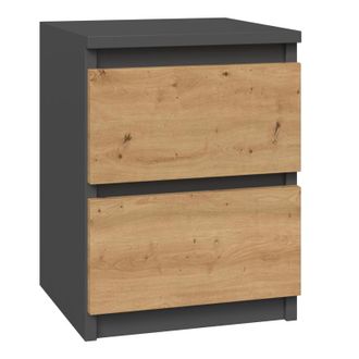Hucoco Hucoco - Aster - Mesita De Noche De Estilo Escandinavo - 30x30x40 Cm - Mesita De Noche Con 2 Cajones - Muebles De Dormitorio