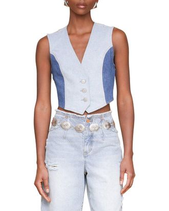 Avec Les Filles Colorblocked Cropped Vest