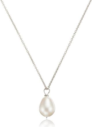 Lily & Roo Solid White Gold Large Single Pearl Necklace