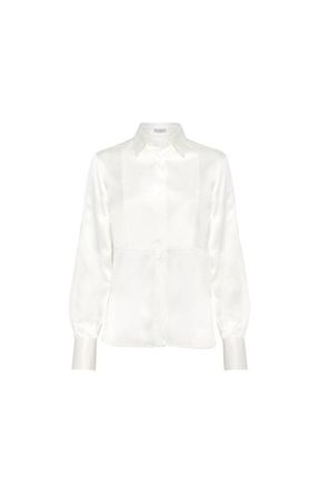 Brunello Cucinelli Satin shirt in White at Nordstrom, Size Xx-Small Eu