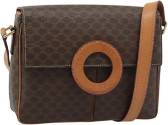 Celine Pre-owned Macadam Canvas Shoulder Bag - Dames - Vintage Schoudertas - Bruin - ONE Size - Leer - Vintage