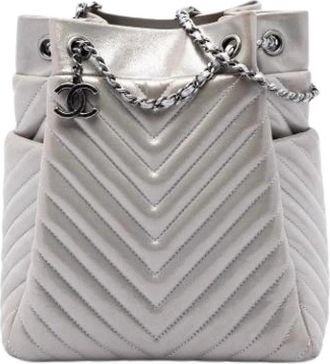 Chanel Pre-owned Quilted Bucket Bag - Dames - Vintage Tas - Grijs - ONE Size - Leer - Vintage