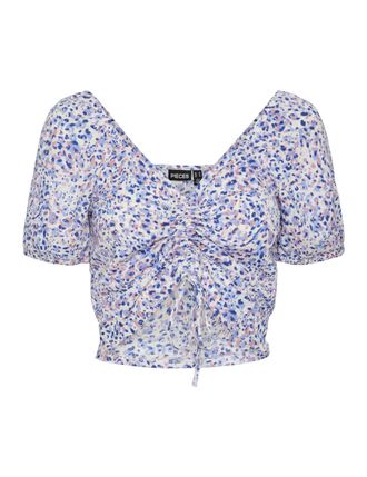 Pieces Womens Pckiciana Ss Top Bc Short-Sleeved Blouse, Hydrangea/AOP:, M
