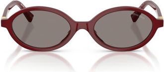 Miu Miu 50mm Oval Sunglasses in Opal Burgundy /Dark Grey at Nordstrom