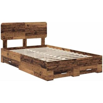 vidaXL Bed Frame with Headboard Old Wood 135 x 190 cm Engineered Wood vidaXL
