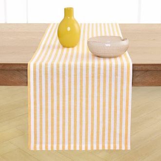 Solino Home Linen Table Runner - Amalfi Stripe in Mustard And White at Nordstrom, Size Large/x-Large