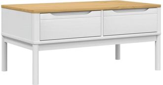 vidaXL Mesa de centro FLORO madera maciza de pino blanco 99x55,5x45 cm vidaXL