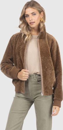 Gorski REVERSIBLE TEXTURED SHEARLING LAMB BOMBER JACKET