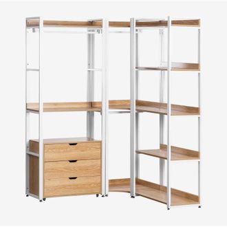 Sklum Armadio Modulare Aperto Angolare a 3 Pezzi con Cassetti in Acciaio e Legno Ariaster SKLUM