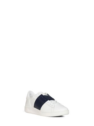 Valentino Garavani Mens Sneakers Open Royco White-Navy Nappa Multicolour Polyamide Trainers