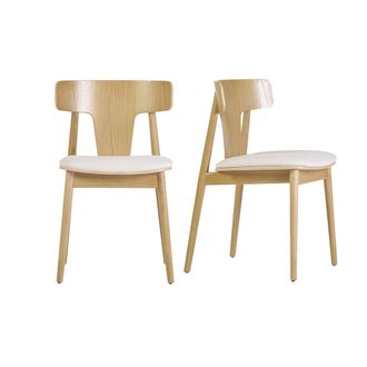 Miliboo Set De 2 Sillas N&oacute;rdicas De Roble Y Tejido Efecto Borreguillo Color Crudo Louisa