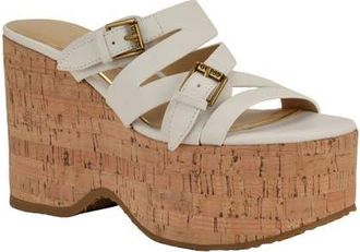 Guess Nailah Platform Wedge Sandal in White at Nordstrom, Size 5.5