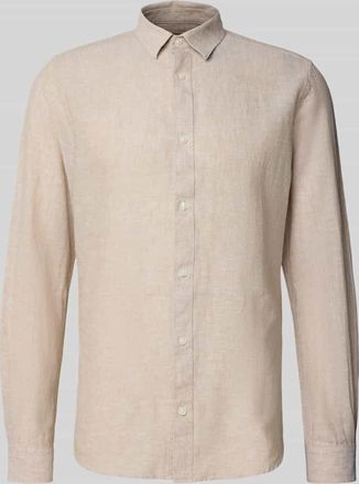 Only & Sons Slim Fit Freizeithemd aus Leinen-Baumwoll-Mix Modell CAIDEN in Beige, Gr&ouml;&szlig;e XXL
