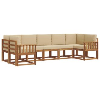 vidaXL Conjunto De Sof&aacute;s De Exterior Con Coj&iacute;n 7 Pcs Natural Y Beige Vidaxl