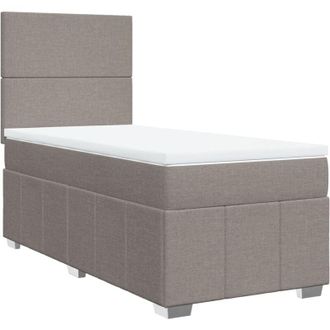 vidaXL Vidaxl - Cama Box Spring Con Colch&oacute;n Tela Gris Taupe 100x200 Cm