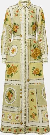 Alemais Al&eacute;mais Dixie belted printed ramie shirt dress