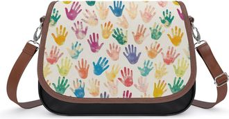 Generic Colorful Handprint Crossbody Bags for Women Shoulder Messenger Bag Purse Handbags