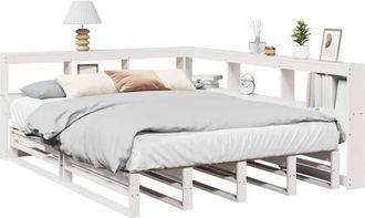 vidaXL Vidaxl - Cama Con Estanter&iacute;a Sin Colch&oacute;n Madera Maciza Blanca 150x200 Cm