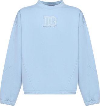 Dolce & Gabbana Treated Cotton Sweatshirt - Heren - Sweatshirts - Blauw - L - Katoen - Hoodies & sweatvesten
