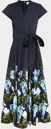 Sachin & Babi Gannika Belted Floral-Print Midi Dress