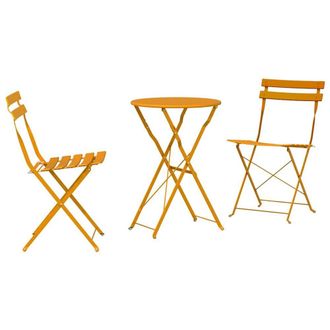 Berkfield Home 3-Piece Folding Bistro Set in Mustard Yellow Steel