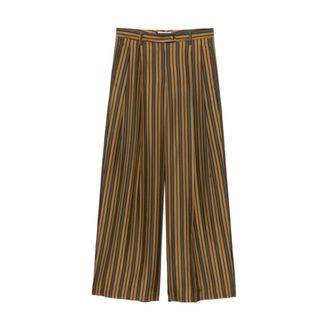 Alberto Biani Vertical-stripe Trousers - female - Alberto Biani - Wide Trousers - Brown - S - Trousers